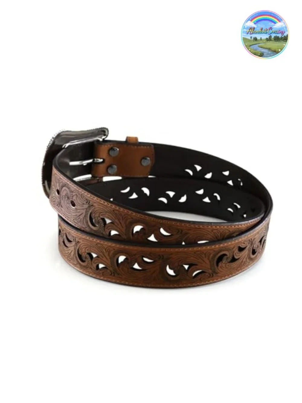 Genuine Leather Western Belt with Interchangeable Buckle